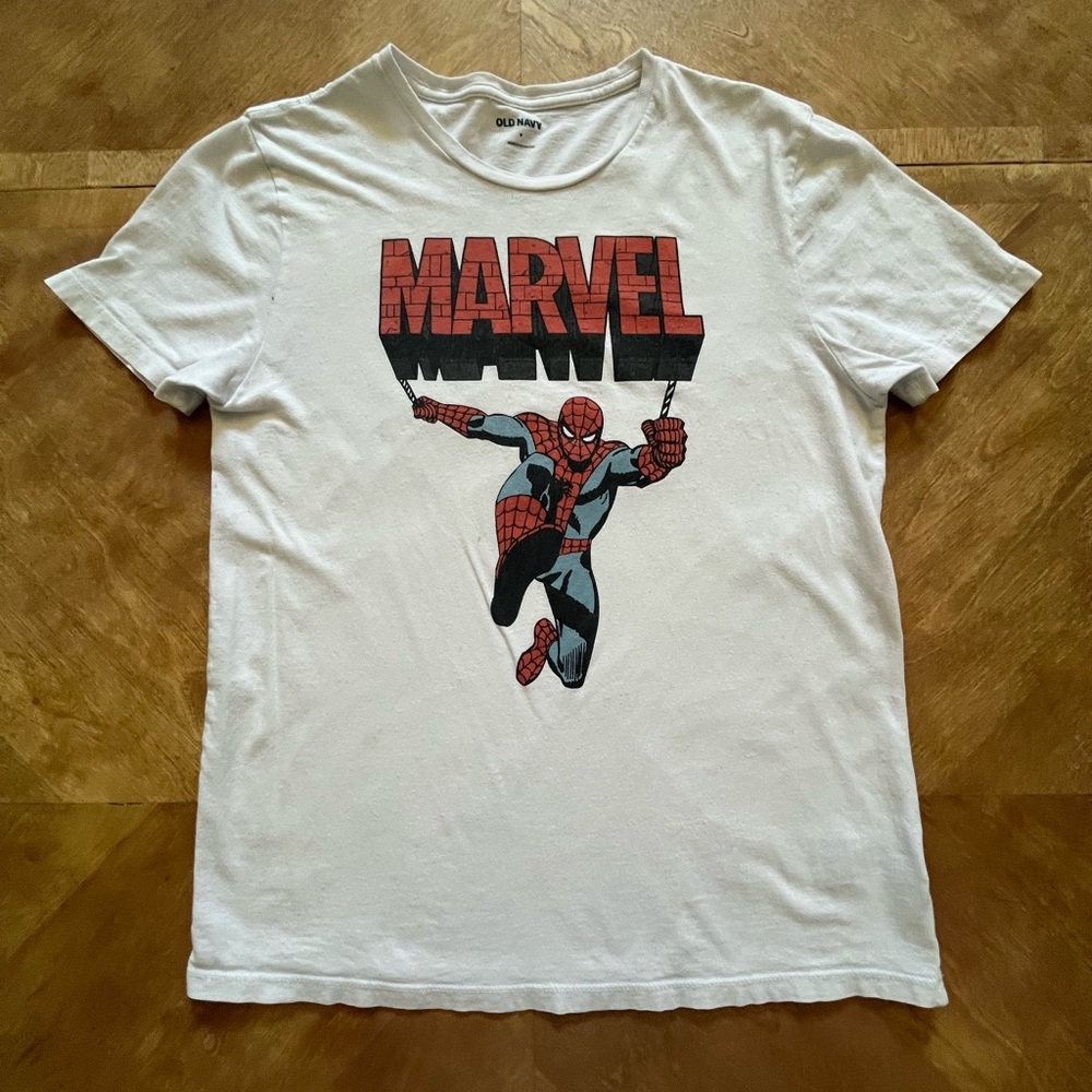 Old Navy Marvel Collab - White Spider-Man Graphic Tee - Size M